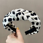 Headband Vintage Polka Dot Print Cow Zebra Stripe Hair Band for Women-Hair Accessories-Arimonz-White black spots-Arimonz