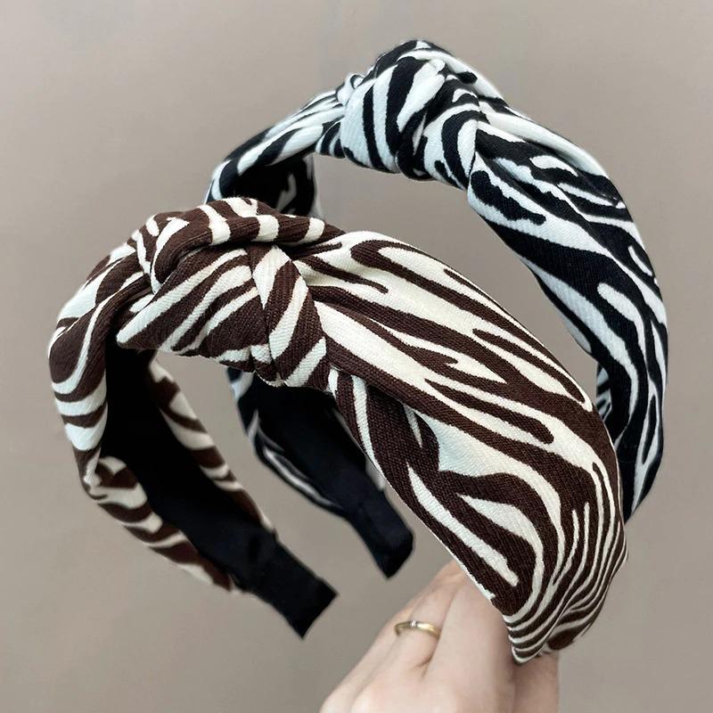 Headband Vintage Polka Dot Print Cow Zebra Stripe Hair Band for Women-Hair Accessories-Arimonz-Zebra Stripe Coffee-Arimonz