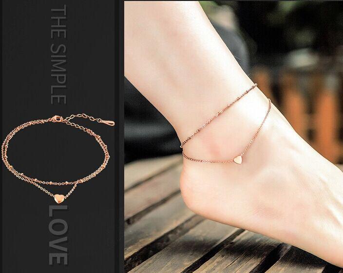 Heart Anklet Double Layer Chain Anklet For Women-Anklets-Arimonz-Arimonz