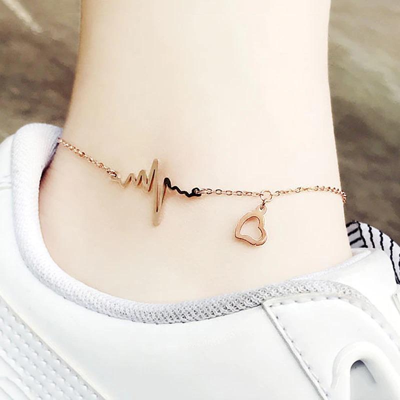 Heart Beat Sign Anklets Jewelry Women Summer Accessory Jewelry Women-Anklets-Arimonz-Arimonz