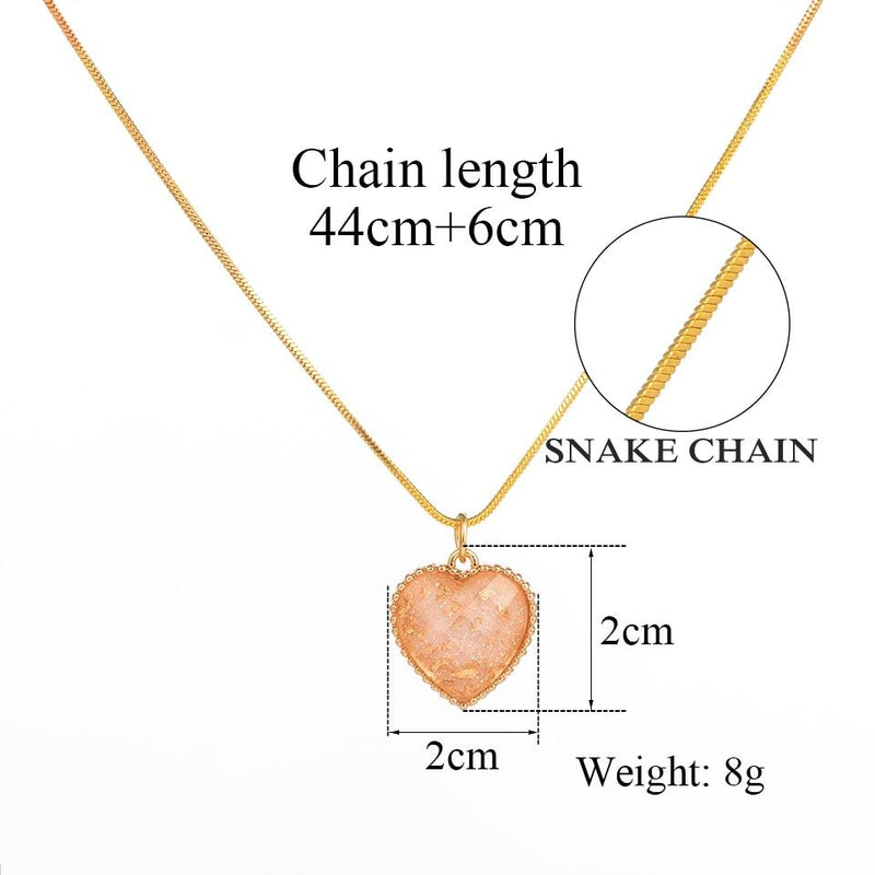 Heart Shape Pendant Link Chain Necklaces for Women Romantic Jewelry-Necklaces-Arimonz-Arimonz