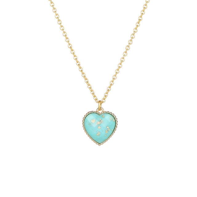 Heart Shape Pendant Link Chain Necklaces for Women Romantic Jewelry-Necklaces-Arimonz-Green-Arimonz