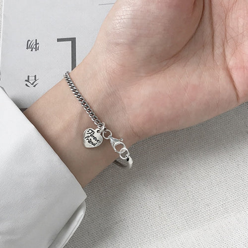 Heart-Shaped Bracelet Trend Cool Accessories Women Round Black Disc Bangles-Braceletes-Arimonz-Arimonz