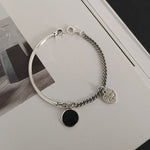Heart-Shaped Bracelet Trend Cool Accessories Women Round Black Disc Bangles-Braceletes-Arimonz-Arimonz