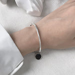 Heart-Shaped Bracelet Trend Cool Accessories Women Round Black Disc Bangles-Braceletes-Arimonz-Arimonz