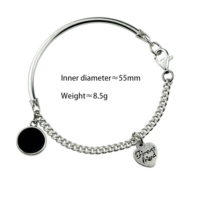 Heart-Shaped Bracelet Trend Cool Accessories Women Round Black Disc Bangles-Braceletes-Arimonz-Arimonz