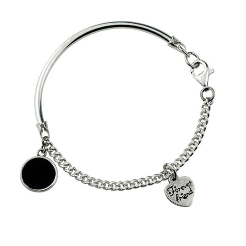 Heart-Shaped Bracelet Trend Cool Accessories Women Round Black Disc Bangles-Braceletes-Arimonz-Arimonz