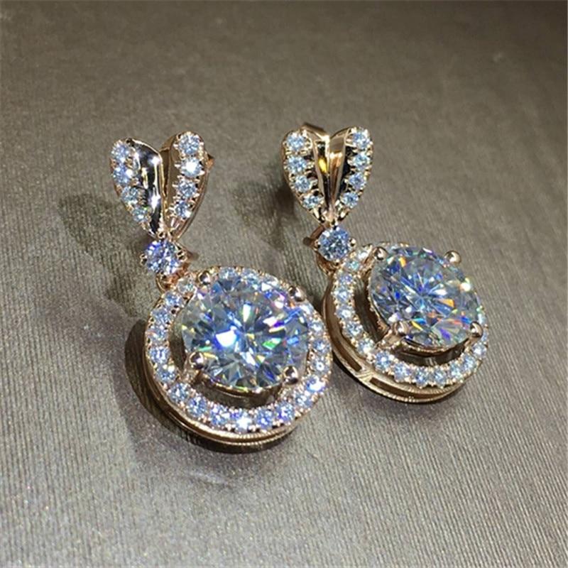 Heart Stud with Big Round Women Drop Earrings Fashion Jewelry-Earrings-Arimonz-Arimonz