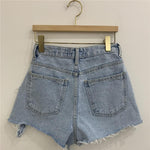 High Waist A-line Women Denim Shorts Ladies Tassels Jeans Shorts-Denim Shorts-Arimonz-Arimonz