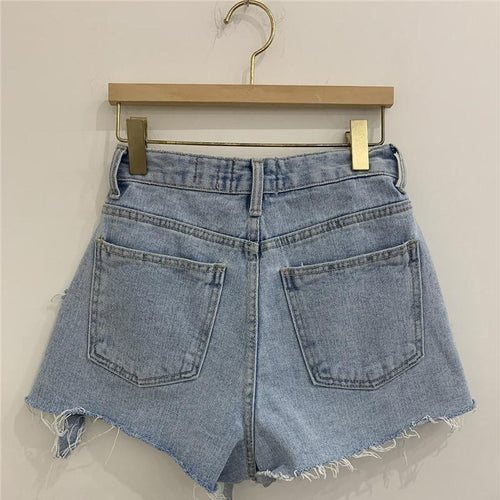 High Waist A-line Women Denim Shorts Ladies Tassels Jeans Shorts-Denim Shorts-Arimonz-Arimonz