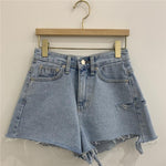 High Waist A-line Women Denim Shorts Ladies Tassels Jeans Shorts-Denim Shorts-Arimonz-Arimonz