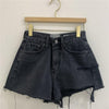 High Waist A-line Women Denim Shorts Ladies Tassels Jeans Shorts-Denim Shorts-Arimonz-black-S-Arimonz