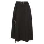 High Waist Black Midi Skirt Women Summer Casual Split Long Skirt-Skirts-Arimonz-Arimonz