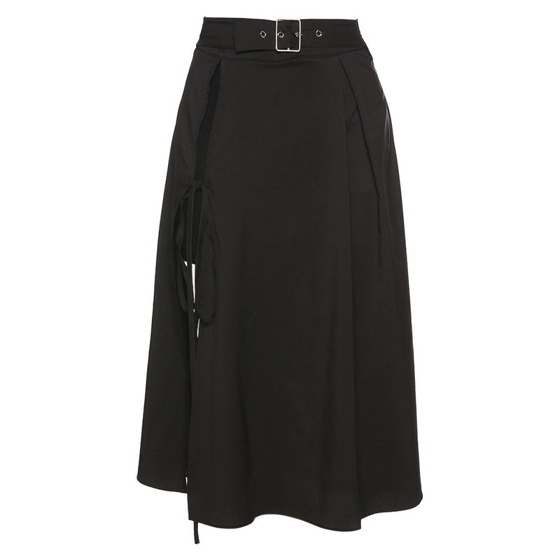 High Waist Black Midi Skirt Women Summer Casual Split Long Skirt-Skirts-Arimonz-Arimonz