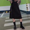 High Waist Black Midi Skirt Women Summer Casual Split Long Skirt-Skirts-Arimonz-Arimonz