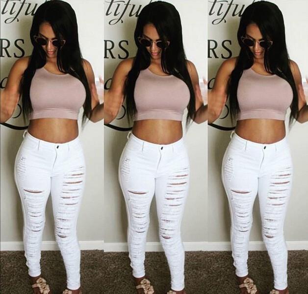 High Waist Denim Ripped Jeans-Skinny Jeans-Arimonz-Arimonz