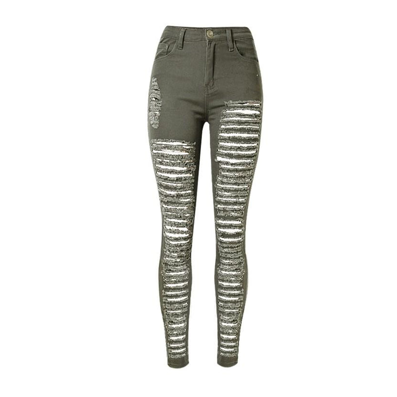 High Waist Denim Ripped Jeans-Skinny Jeans-Arimonz-Arimonz