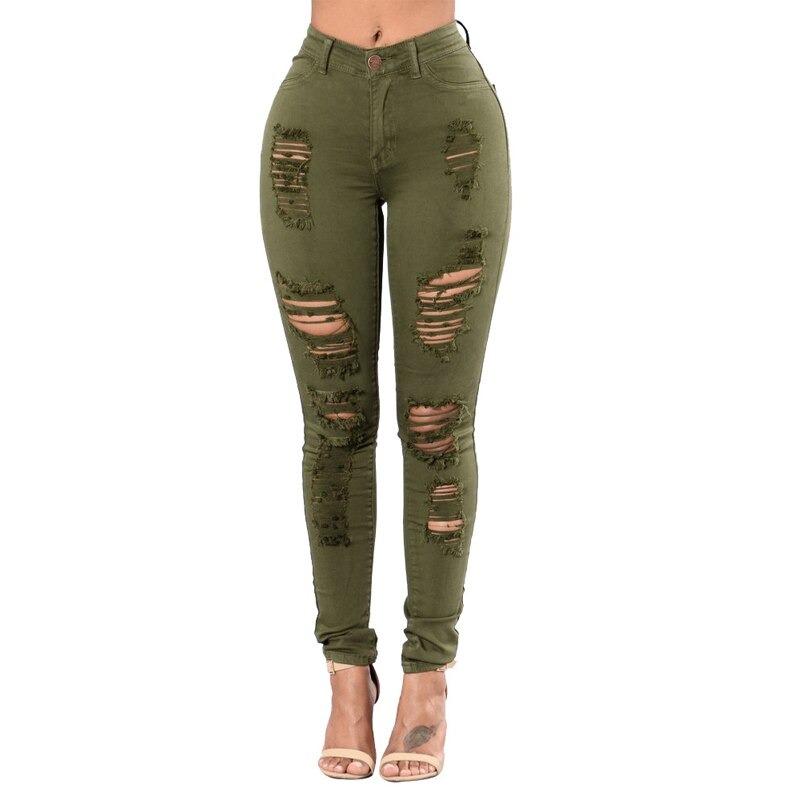 High Waist Denim Ripped Jeans-Skinny Jeans-Arimonz-Arimonz