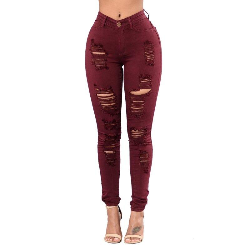 High Waist Denim Ripped Jeans-Skinny Jeans-Arimonz-Arimonz