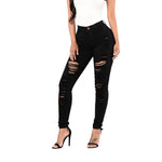 High Waist Denim Ripped Jeans-Skinny Jeans-Arimonz-Black-S-Arimonz