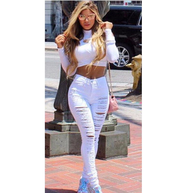 High Waist Denim Ripped Jeans-Skinny Jeans-Arimonz-Blue-S-Arimonz