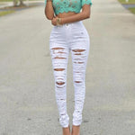 High Waist Denim Ripped Jeans-Skinny Jeans-Arimonz-White-S-Arimonz