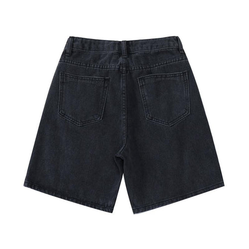 High Waist Denim Shorts Women Loose Ladies Button Wide Leg Shorts-Denim Shorts-Arimonz-Arimonz