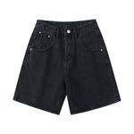High Waist Denim Shorts Women Loose Ladies Button Wide Leg Shorts-Denim Shorts-Arimonz-Black-S-Arimonz