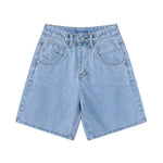 High Waist Denim Shorts Women Loose Ladies Button Wide Leg Shorts-Denim Shorts-Arimonz-Blue-S-Arimonz