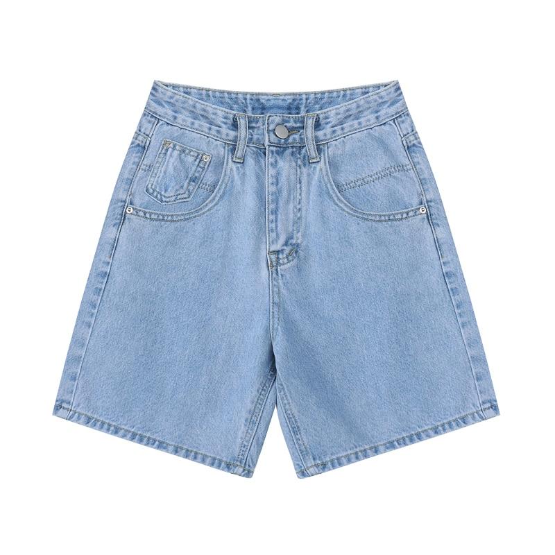 High Waist Denim Shorts Women Loose Ladies Button Wide Leg Shorts-Denim Shorts-Arimonz-Arimonz