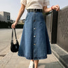 High Waist Denim Skirt Streetwear A-Line Long Skirts For Women-Denim Skirts-Arimonz-Dark Blue-S-Arimonz