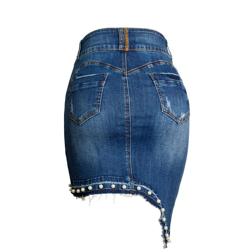 High Waist Denim Skirts Women Irregular Pencil Skirt Bodycon Skirt-Denim Skirts-Arimonz-Arimonz