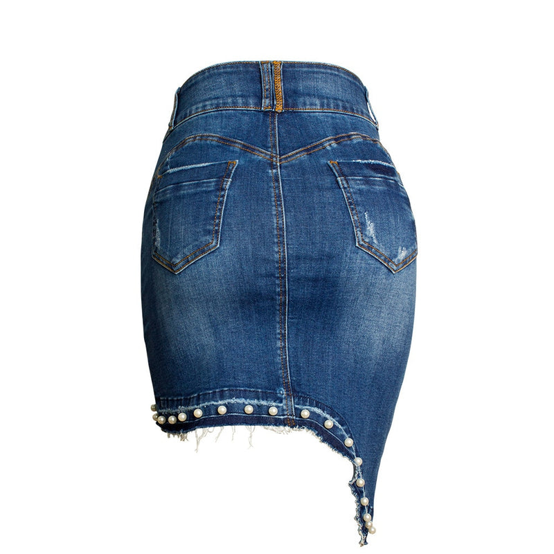 High Waist Denim Skirts Women Irregular Pencil Skirt Bodycon Skirt-Denim Skirts-Arimonz-Arimonz