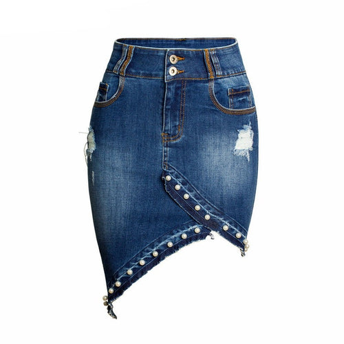 High Waist Denim Skirts Women Irregular Pencil Skirt Bodycon Skirt-Denim Skirts-Arimonz-S-Arimonz