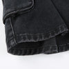 High Waist Jean Skirts Denim Pleated Skirts with Big Pockets Outfit-Denim Skirts-Arimonz-Arimonz