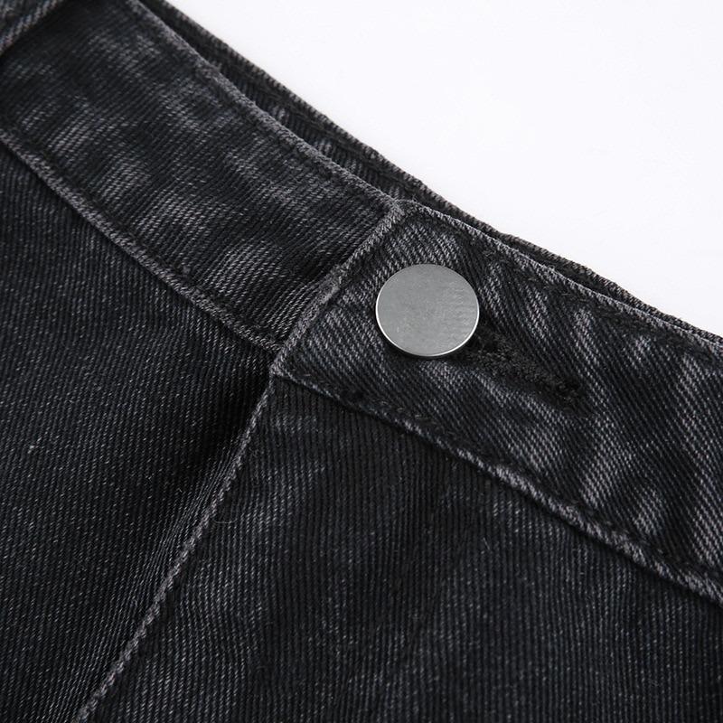 High Waist Jean Skirts Denim Pleated Skirts with Big Pockets Outfit-Denim Skirts-Arimonz-Arimonz
