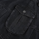High Waist Jean Skirts Denim Pleated Skirts with Big Pockets Outfit-Denim Skirts-Arimonz-Arimonz