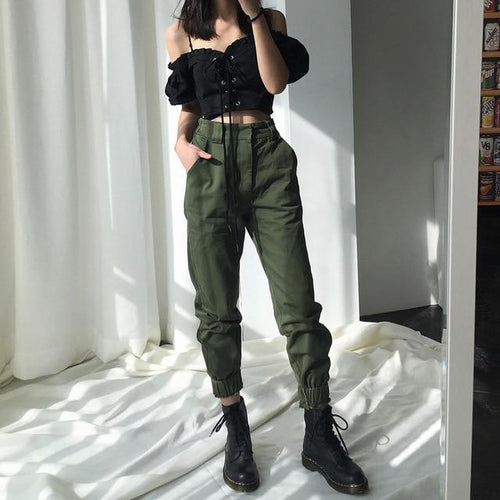 High Waist Loose Joggers-Pants-Arimonz-Army green-S-Arimonz