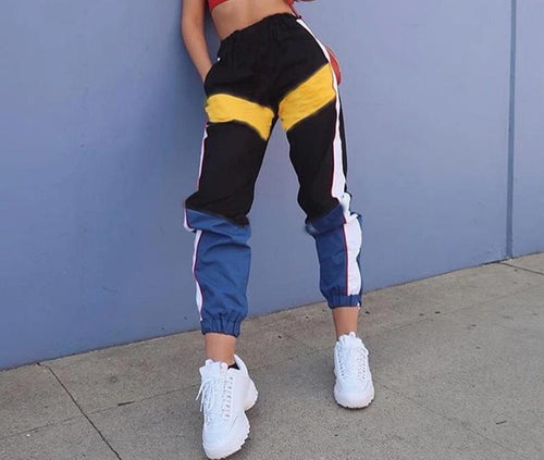 High Waist Patchwork Cargo Pants-Pants-Arimonz-Arimonz