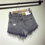 High Waist Ripped Denim Shorts-Denim Shorts-Arimonz-Arimonz