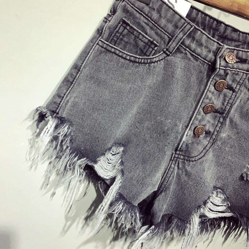 High Waist Ripped Denim Shorts-Denim Shorts-Arimonz-Arimonz