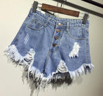 High Waist Ripped Denim Shorts-Denim Shorts-Arimonz-Blue-S-Arimonz