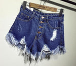 High Waist Ripped Denim Shorts-Denim Shorts-Arimonz-Dark Blue-S-Arimonz