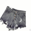 High Waist Ripped Denim Shorts-Denim Shorts-Arimonz-Gray-S-Arimonz