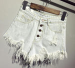 High Waist Ripped Denim Shorts-Denim Shorts-Arimonz-Light Blue-S-Arimonz