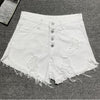 High Waist Ripped Denim Shorts-Denim Shorts-Arimonz-White-S-Arimonz