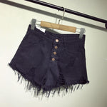 High Waist Ripped Denim Shorts-Denim Shorts-Arimonz-Arimonz
