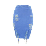 High Waist Ripped Mini Pencil Denim Skirts-Denim Skirts-Arimonz-Arimonz