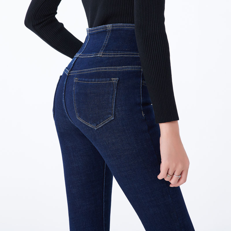 High Waist Thickening Skinny Denim Women Warm Stretch Pencil Jeans-Skinny Jeans-Arimonz-Arimonz