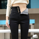 High Waist Thickening Skinny Denim Women Warm Stretch Pencil Jeans-Skinny Jeans-Arimonz-black Velvet jeans-25-Arimonz